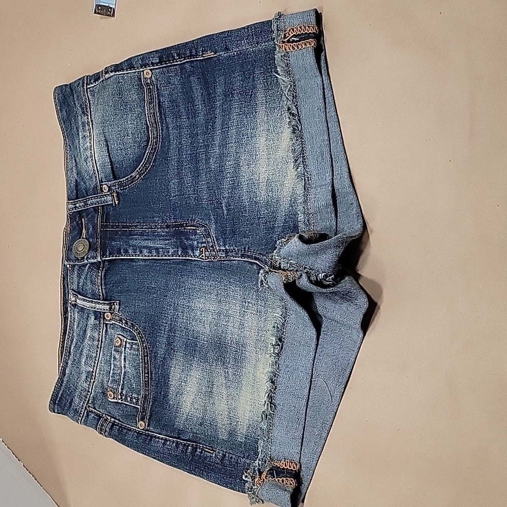 Indigo Rein HIgh Rise, Size 5 Denim Shorts, Cuffed Raw Hem, EUC